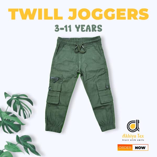 Cargo Twill Joggers Pant - Olive (2-11 Year )